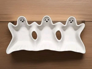 NEW RARE Pottery Barn Large Ghost Shaped Triple Condiment Server NIB Halloween - Picture 1 of 3