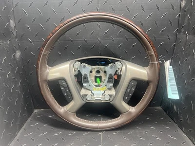09-10 GMC Yukon Denali Leather & Wood Steering Wheel (Cruise Audio Cell) - Image 1 of 3