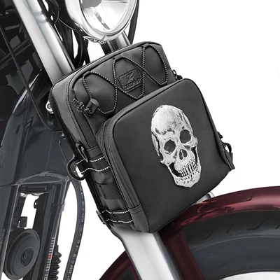 Water-resistant Fork Bag Skull Motorcycle Handlebar Bag Waterproof - Image 1 of 4