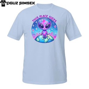 Alien Earth Escape T-Shirt – Cute Galaxy Visitor with Existential Attitude - Picture 1 of 33