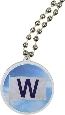Chicago Cubs "W" Win Flag Medallion Mardi Gras Style Beads MLB Licensed New - Image 1 of 3