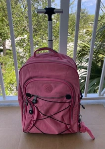 Kipling Sausalito Convertible Backpack Wheeled Luggage Rolling Carry-On Bag Pink - Picture 1 of 11