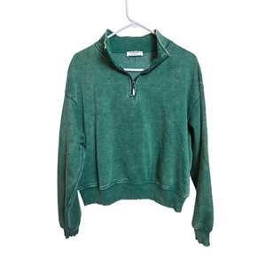 Zenana Mujer Media Cremallera Pullover Sudadera Verde Grande Informal Cómoda - Imagen 1 de 13