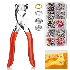 100 Set Metal Snaps Buttons Fastener Pliers Tool Kit Five Claw Buckle Set Sewing - Picture 1 of 16