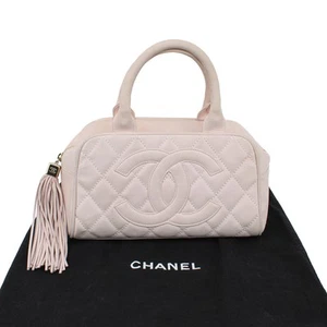 Chanel Small Bowler Pink Caviar Leather Quilted Handbag #H160278-1 - Picture 1 of 12
