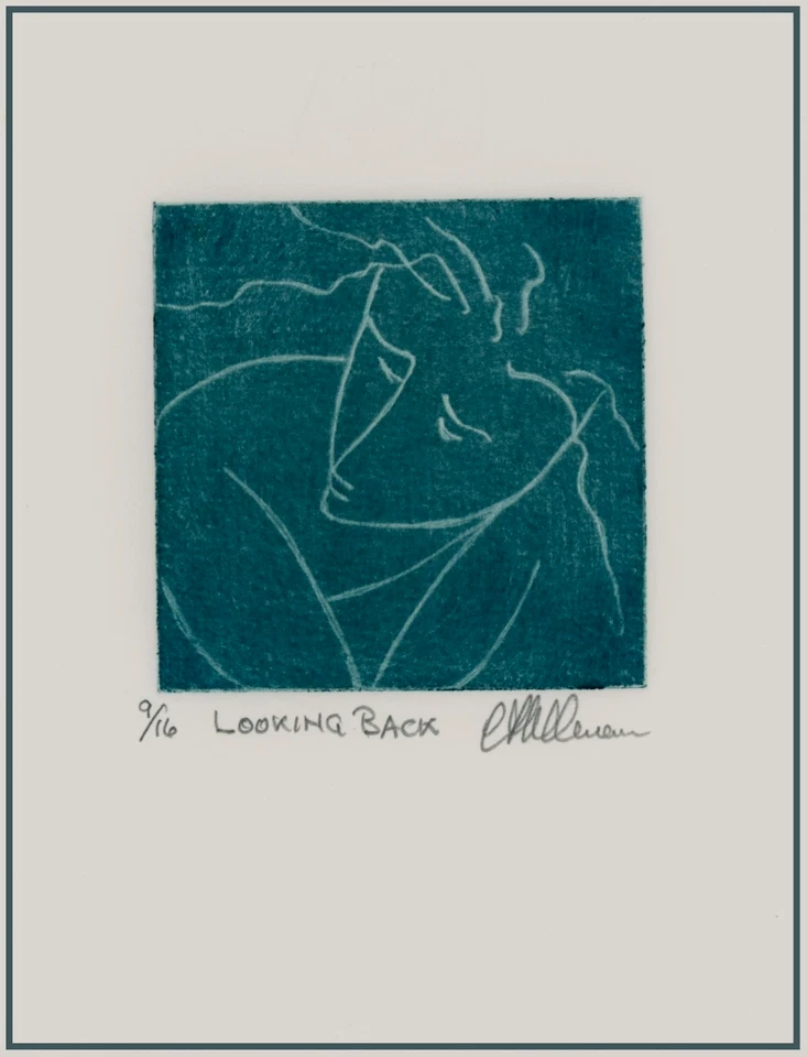 Mujer reflexionando sobre su pasado. MEZZOTINT Modernista Original Firmado Numerado Foto 1 de 1