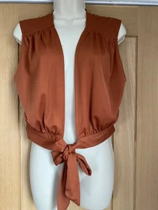 70s vintage rust orange waistcoat cover up 10-12 - Picture 1 of 5