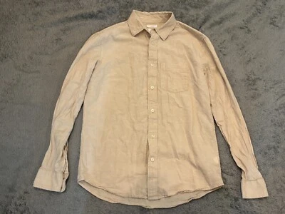 Camisa con botones de mezcla de lino GAP para hombre XS beige calce estándar manga larga Foto 1 de 4