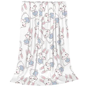 Cute Easter Bunny Eggs Throw Blanket Soft Lightweight Flannel Blanket 40X 50 ... - Picture 1 of 7