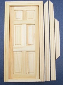 6 Panel Natural Finish Opening Wooden Door Tumdee 1:12 Scale Dolls House DIY 001 - Picture 1 of 9