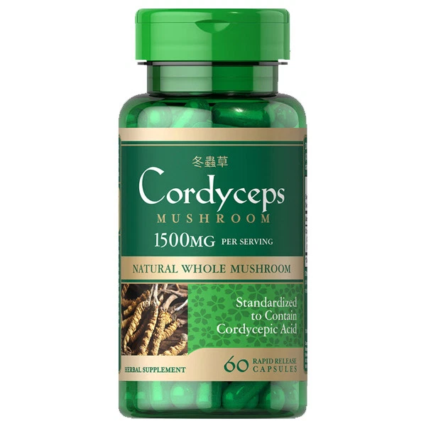 Hongo Cordyceps Sinensis 1500 mg por 2:60 cápsulas - Ácido Cordycepic de Puritan's Foto 1 de 2