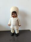 Vintage Inuit Eskimo 6” Doll w Sleepy Eyes Fur Coat Parka w Hood Plastic Face