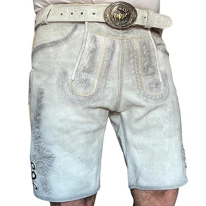 Kurze Herren Trachten Lederhose mit Gürtel, Antik Smoke, Wildbocklederhose 46-58 - Bild 1 von 4