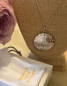 NEW MONICA RICH KOSANN Sterling Silver Round Buckle Half Locket NECKLACE - Picture 1 of 4