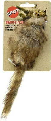 Spot Shaggy Plush Giant Mouse Rattle & Catnip Cat Toy Brown, 8.5 in - Image 1 of 4