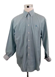 Brooks Brother Madison Flip Cuff Shirt Men's Large Solid Pastel Blue Long Sleeve - Picture 1 of 9