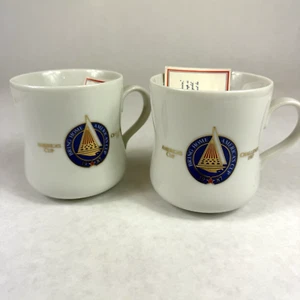 2 Vtg 1987 America's Cup Challenge White Coffee Tea Mug Cup Tasters Choice Card - Picture 1 of 18