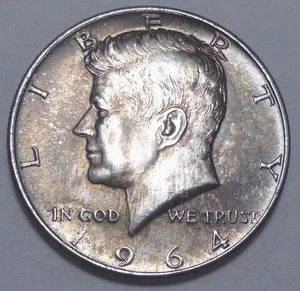 1964 Kennedy SILVER Half Dollar "Toned" Philadelphia - Picture 1 of 6