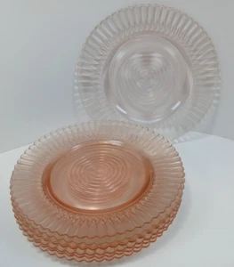 Vintage MacBeth Evans Pink Depression Glass Petalware 8" Salad Plates-Lot of 8 - Picture 1 of 3