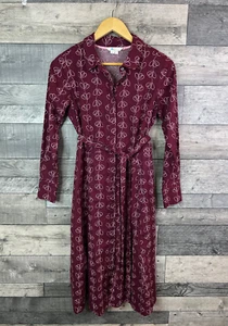 Boden Womens Shirt Midi Dress UK 8 Petite Burgundy Floral Button Up Casual Smart - Picture 1 of 11