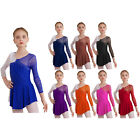 Kids Girls Leotard Contrast Color Dance Dress Long Sleeve Gymnastics Toddlers