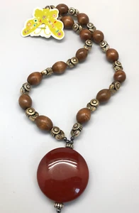 Unique Rich Warm Red Goldstone & Wood Beaded Jewelry FREE SHIPMENT - Picture 1 of 3