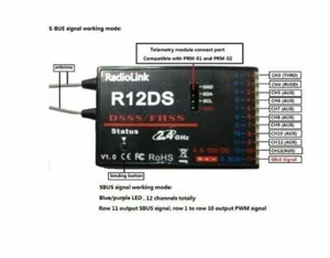 RadioLink R12DS 12CH 12 Kanal Empfänger 2,4Ghz für AT10 AT10II - Bild 1 von 2