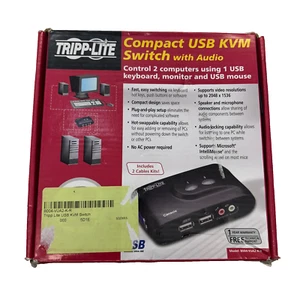 Tripp-Lite 2-Port Compact USB KVM Switch with Audio and Cable, B004-VUA2-K-R - Picture 1 of 4