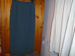 Dark moss green long straight pencil skirt, designer KASPER, size 10 - Picture 1 of 2
