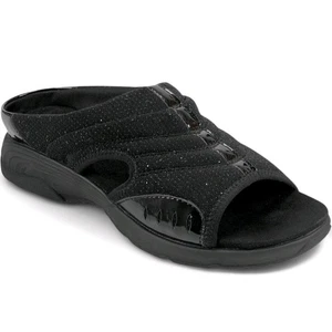 Easy Spirit Slides Sandals Black Glitter Size 10 Slip On Lightweight Cushioned  - Picture 1 of 9