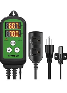 VIVOSUN 1200W Digital Temperature Controller, 2-Stage Outlet Thermostat Heating - Picture 1 of 5