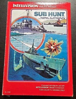 Mattel Intellivision Sub Hunt Video Game Complete w/ Box Manual & Overlay - Image 1 of 2