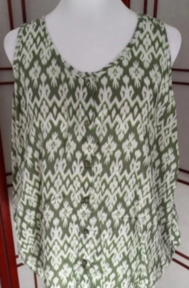 Faded Glory Girls Tank Shirt Green/White Sz XL 16/18 - Image 1 of 1