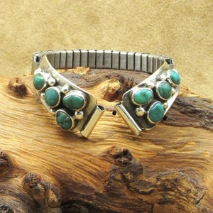 Sterling Silver and Turquoise Ladies Watch Band - Picture 1 of 5