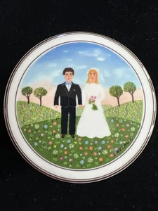 Villeroy & Boch Naif Hochzeitstag Brautpaar 3" Porzellan Deckel Schmuckdose - Bild 1 von 7
