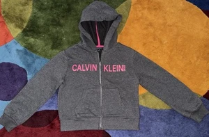 CALVIN KLEIN Girls Gray Logo Full Zip Hoodie Sz 8/10 - Picture 1 of 4