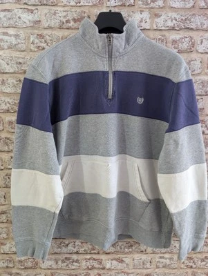 CHAPS 1/4 zip jumper. Mens Extra Extra Large. Grey, navy and white - Image 1 of 4