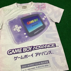 Vintage GameBoy Advance Shirt Mens M White Purple Cool Shirtz All Over Print 90s - Picture 1 of 11