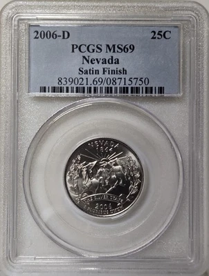 2006-D 25C PCGS MS69 - Clad  Satin Finish Nevada Quarter - Image 1 of 2