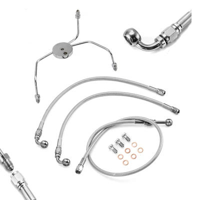 10" Chrome Handlebar Brake Line Kit For Harley Electra Street Glide Non-ABS - Image 1 of 4