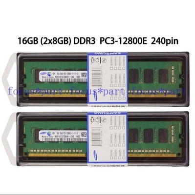 DDR3 16 GB (2x 8 GB) ECC sin búfer UDIMM PC3-12800E 1600 MHz RAM para estación de trabajo Foto 1 de 4