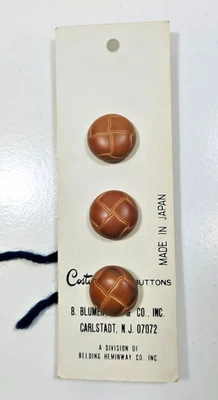 Vintage Costumakers Brown Knot Buttons x 3 Pieces Shank Buttons 3/4" Card B61 - Image 1 of 4