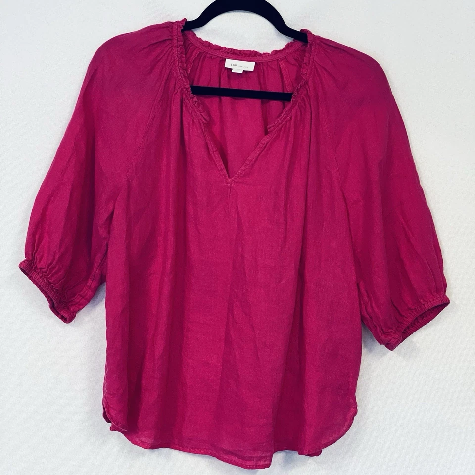 J. Jill Love Linen blouse in fuchsia Size Small 100% Linen - Image 1 of 4