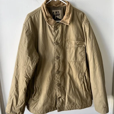 Abrigo de granero vintage 2006 Old Navy Chore chaqueta de lona cuello de pana para hombre XL tostado Foto 1 de 4