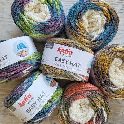 7 x 100 g Katia EASY HAT zeitloses Jacquard-Muster/f. Mützen & Loops /RESTPOSTEN - Bild 1 von 4