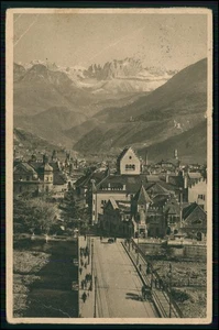 AK - Talferbrücke in Bozen, Südtirol mit den Dolomiten im Hintergrund 1930 gel. - Picture 1 of 2