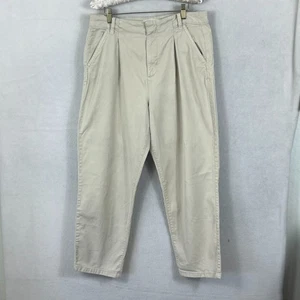 MNG Dress Pants Womens Size 10 Front Pleated Tapered Leg Ivory High Waist - Picture 1 of 8