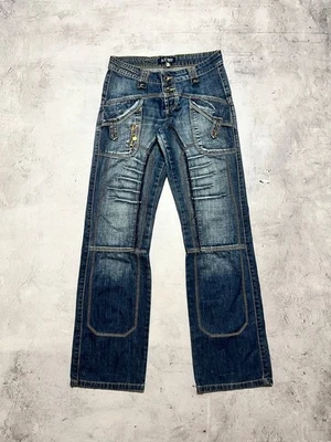 Jeans Armani Vintage Carga Bolsillo Envejecido Y2K Acampanados Para Hombre Talla 30 Azul Foto 1 de 4