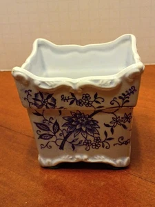 Vintage Paul Marshall blaue Zwiebel kleine Porzellan Bonsai Topf Halter Übertopf Japan - Bild 1 von 10