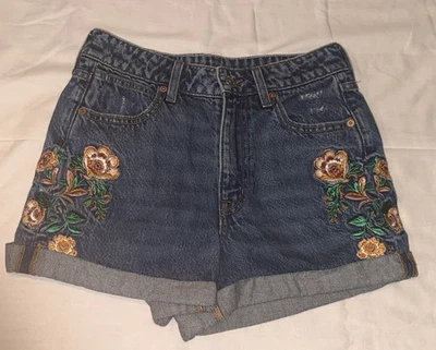 River Island Floral Embroidered Denim Shorts. Size 10. Festival Coachella Boho - Image 1 of 4